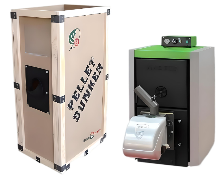 viadrus green eco therm granulu apkures katls ar bunkuru